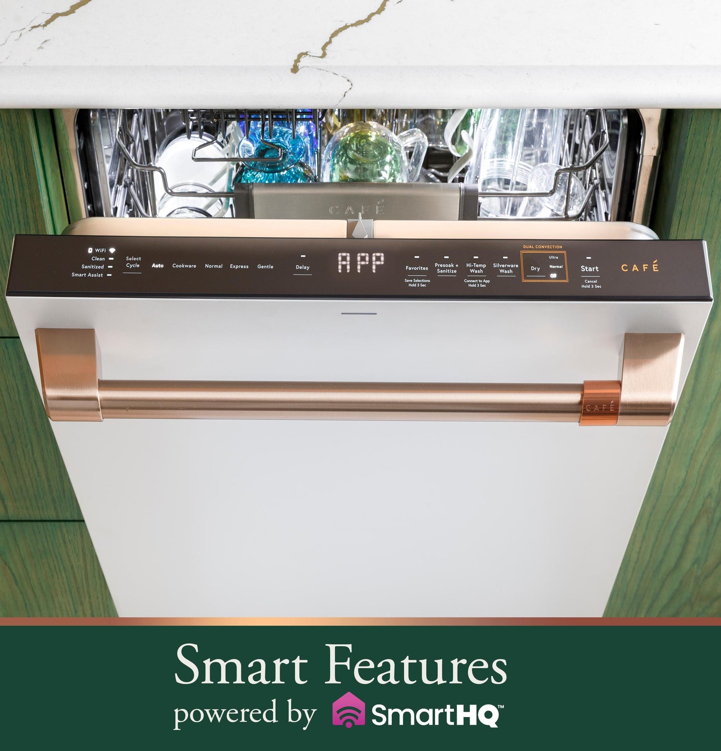 Cafe CDT888P4VW2 CAF(EBACK)™ CustomFit ENERGY STAR Stainless Interior Smart Dishwasher with Ultra Wash Top Rack and Dual Convection Ultra Dry, LED Lights, 39 dBA