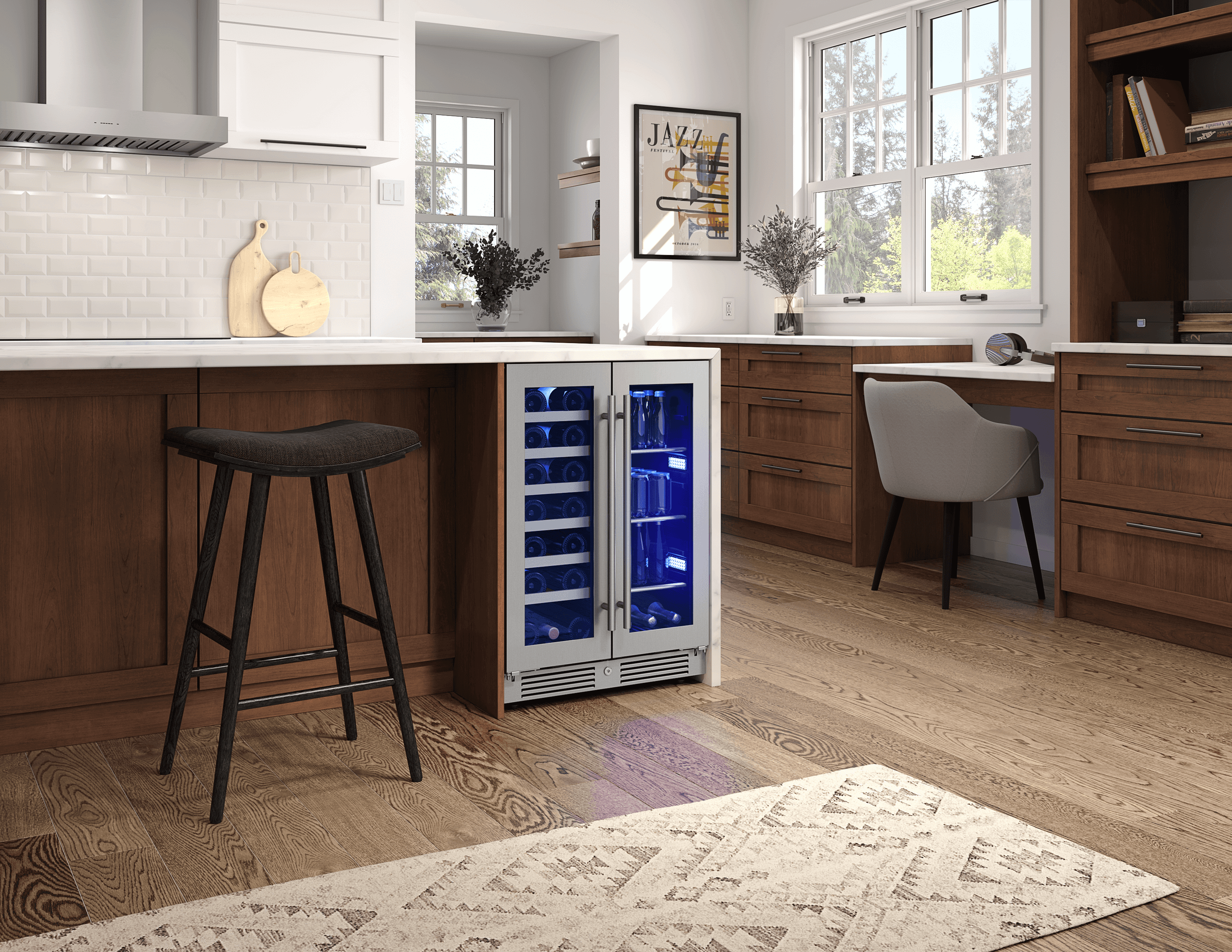 Zephyr PRWB24C32CG Presrv Wine & Bev Cooler, 24in UC, SS+Gls, Fr Dr