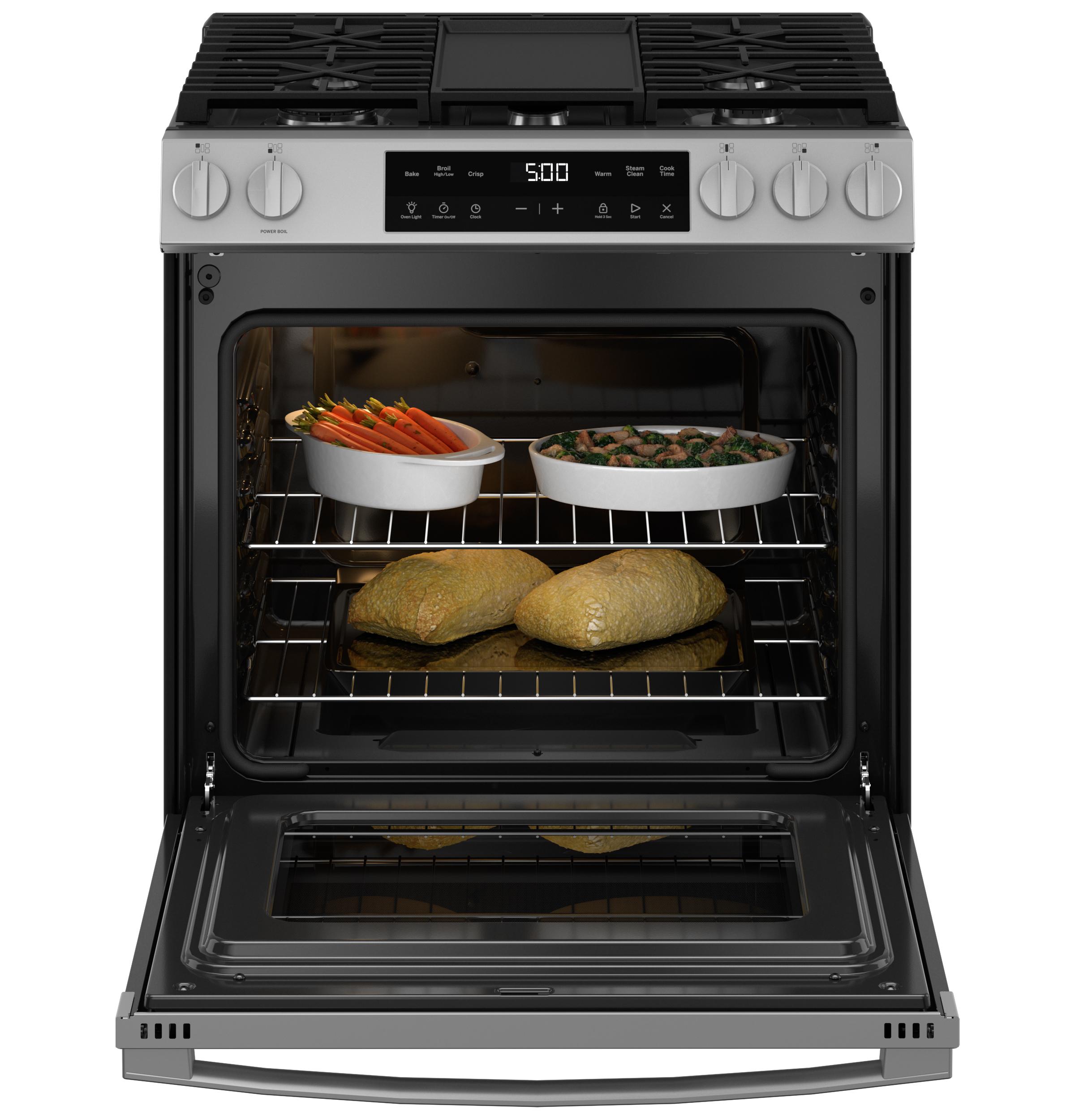 GGS500SVSS GE® 30" Slide-In Front Control Gas Range with Crisp Mode