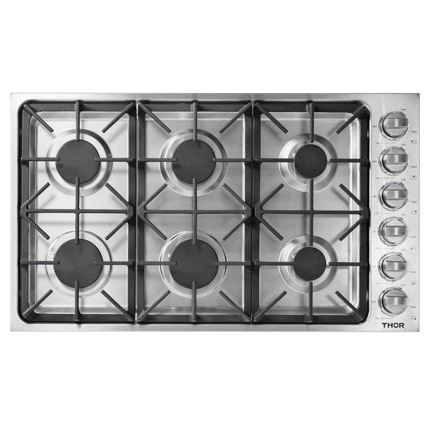 Thor Kitchen 36 Inch Professional Drop-in Gas Cooktop With Six Burners In Stainless Steel