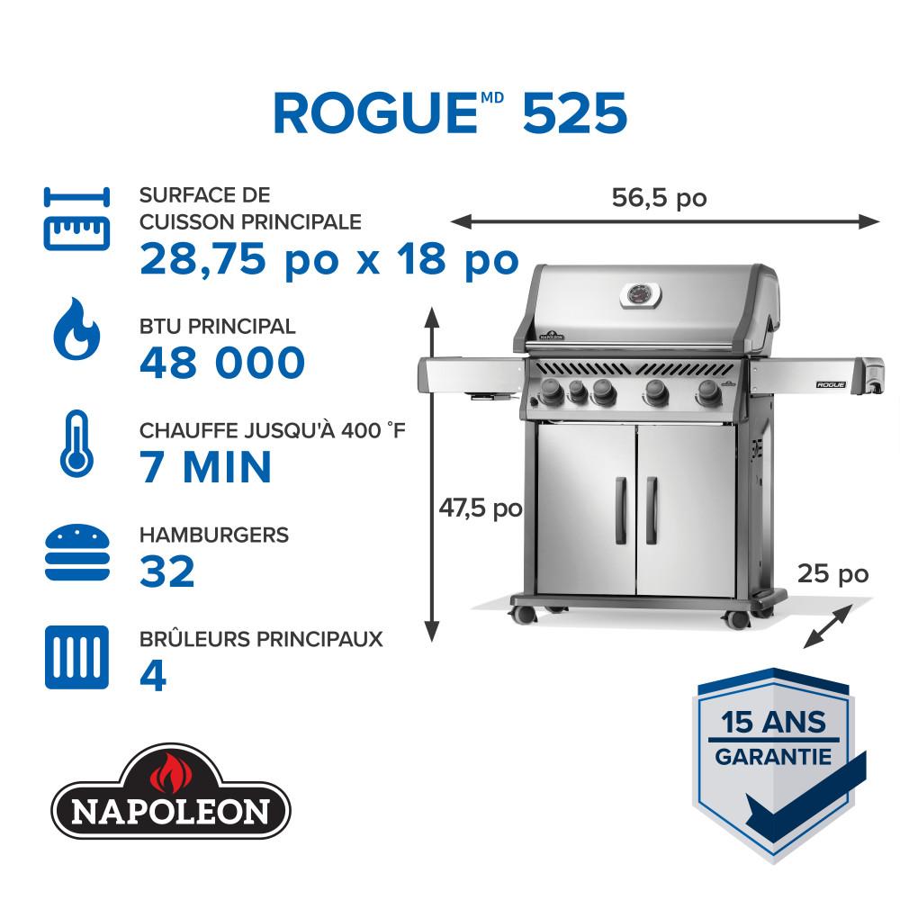 Napoleon Bbq R525SBPSS2FB Rogue 525 SB with Range Side Burner , Propane, Stainless Steel