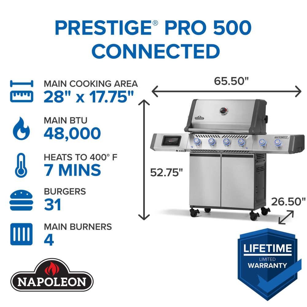 Napoleon Bbq PRO500VXRSIBNSS Prestige PRO 500 with Smart Technology , Natural Gas, Stainless Steel
