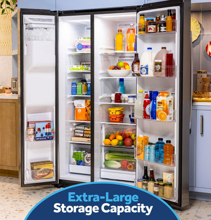 GZS24NYYFS GE® 23.6 Cu. Ft. Counter-Depth Side-By-Side Refrigerator with Extra Tall Dispenser and In-Door Icemaker