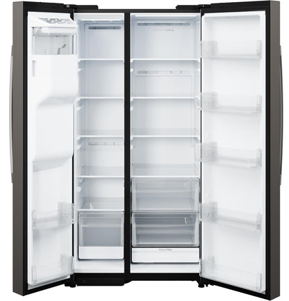 GZS24NMYES GE® 23.6 Cu. Ft. Counter-Depth Side-By-Side Refrigerator with Extra Tall Dispenser and In-Door Icemaker