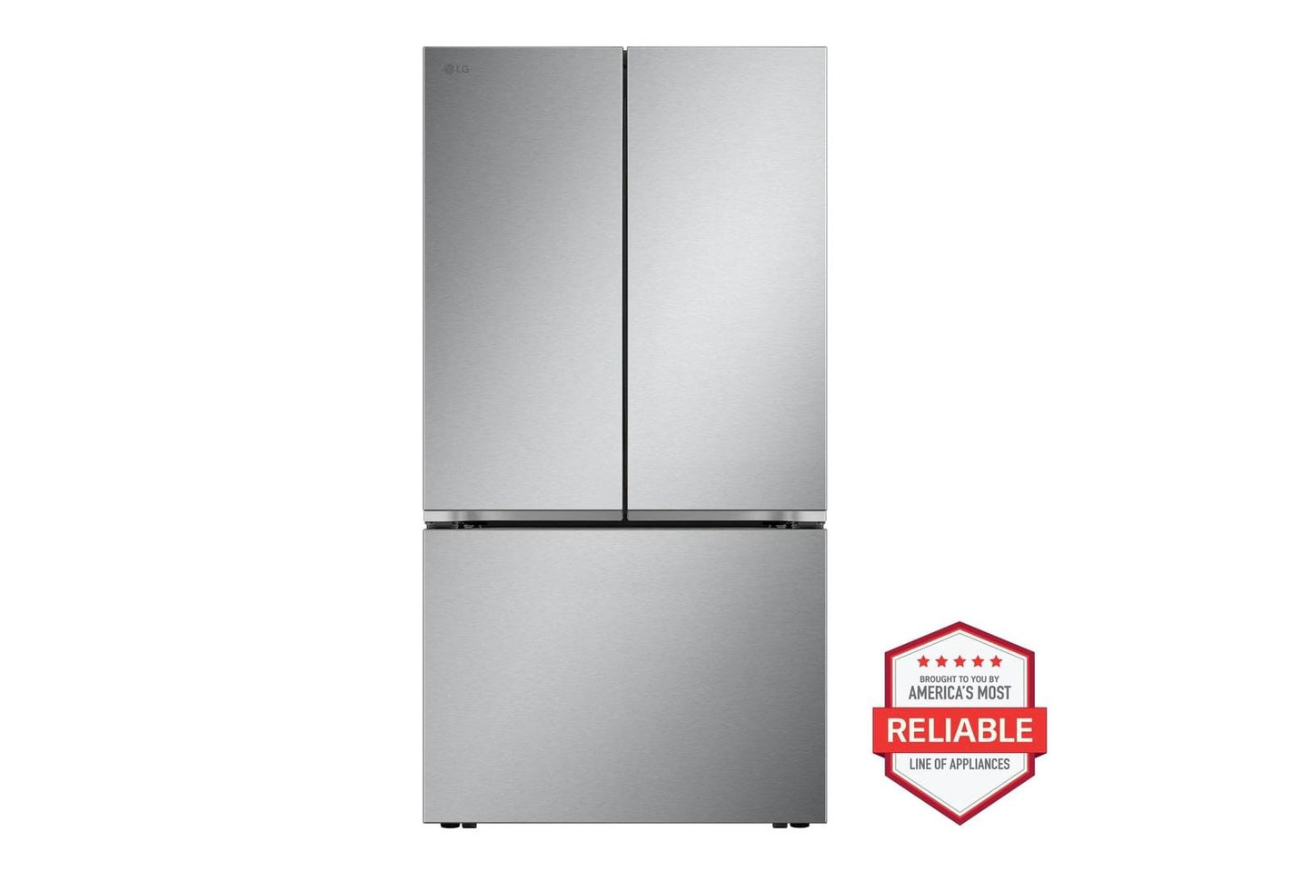 Lg LRFLC2716SLRGL5821SMVEM1621YLDFN3432T 27 cu. ft. Smart Counter-Depth MAX™ French Door Pocket Handle Refrigerator with Freestanding Gas Range, Front Control Dishwasher Kitchen Package and Microwave in Stainless Steel