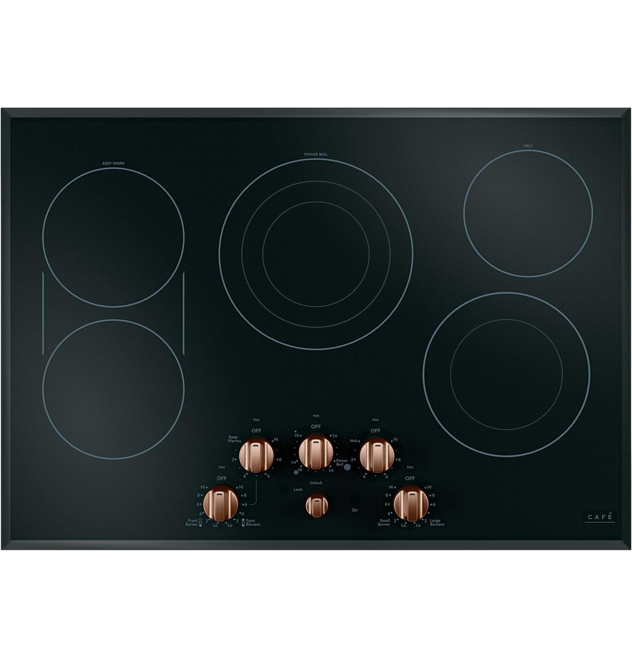 Cafe CXCE1HKPMCU CAF(EBACK)™ 5 Electric Cooktop Knobs - Brushed Copper