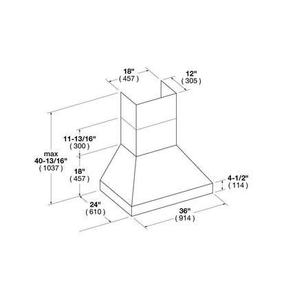 36" PRO CHIMNEY HOOD