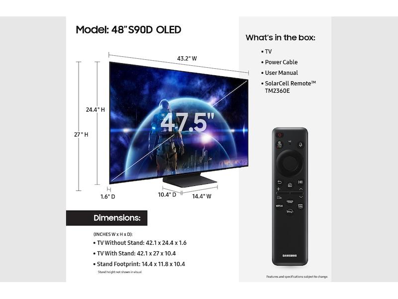 Samsung QN48S90DAEXZA 48" Class OLED Gaming TV S90D