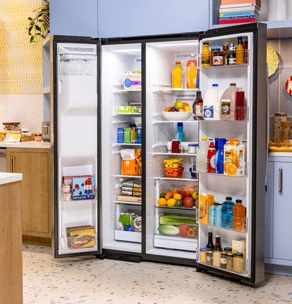 GSE28NYYFS GE® ENERGY STAR® 27.9 Cu. Ft. Side-By-Side Refrigerator with Extra Tall Dispenser and In-Door Icemaker