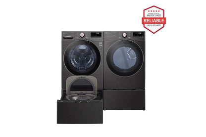 Lg WM4000HBADLEX4000BWD300CBWDP6B 4.5 cu. ft. Front Load Washer and 7.4 cu. ft. Electric Dryer with pedestal washer and drawer Laundry Set in Black Steel