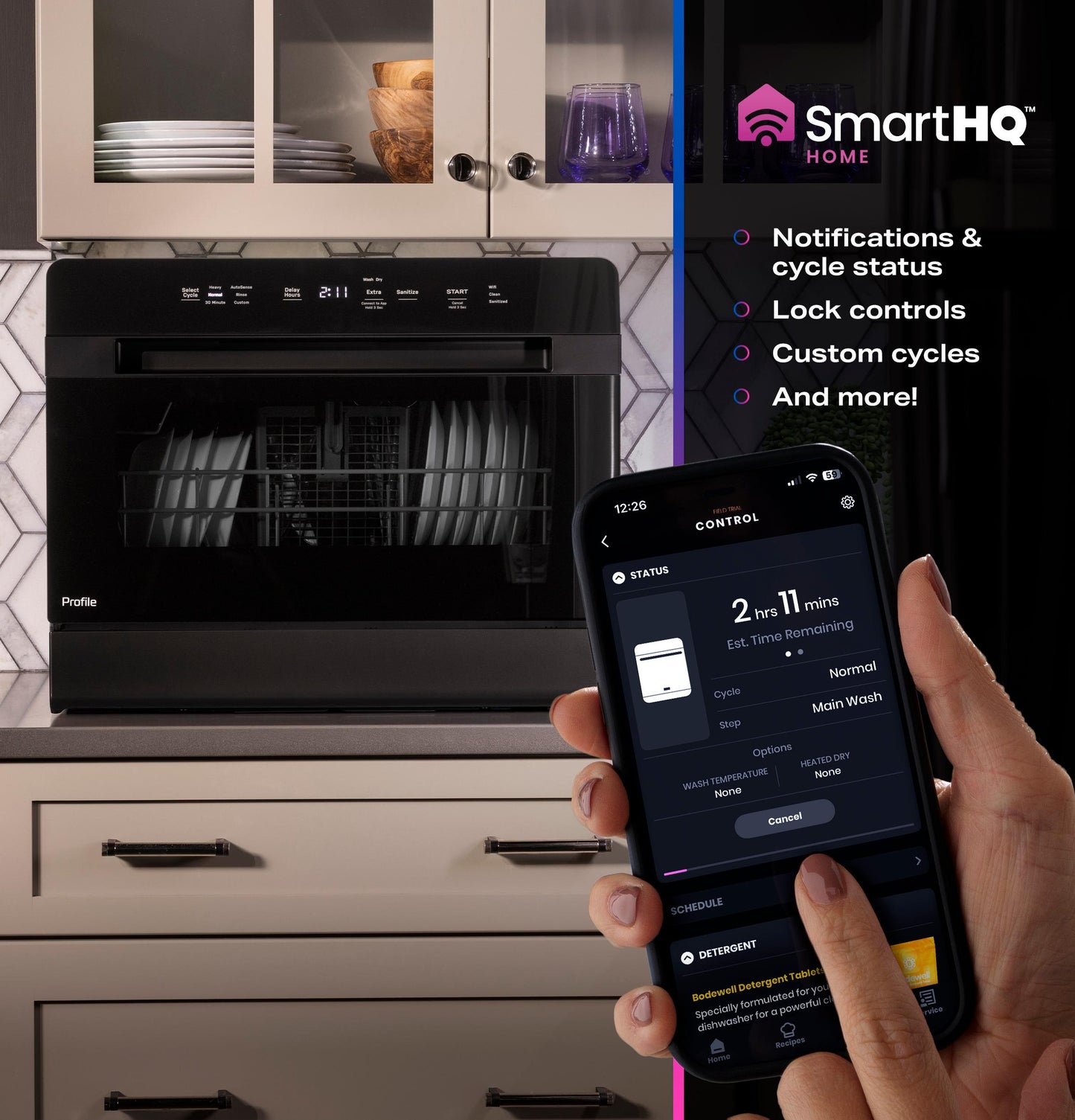 PZF560HGWBB GE Profile™ ENERGY STAR® Smart Compact Dishwasher for Countertop or Built-In
