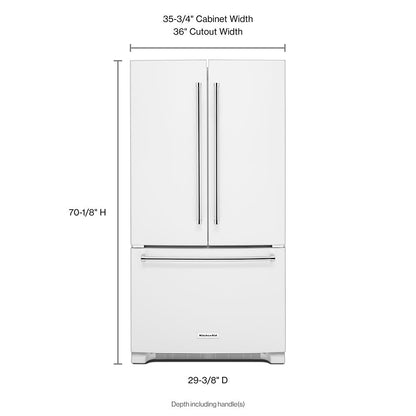 Kitchenaid 20 cu. ft. 36-Inch Width Counter-Depth French Door Refrigerator with Interior Dispense