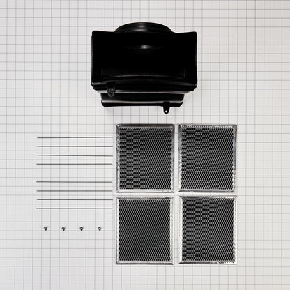 Whirlpool W11430922 Range Hood Island Recirculation Kit with 2 Charcoal Filters, 4 Clips, and a Deflector Damper - Silver
