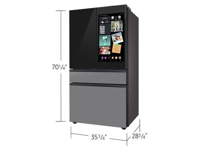 Samsung RF90F23AECR Bespoke 23 cu. ft. Counter Depth 4-Door French Door Refrigerator with AI Family Hub™+ & AI Vision Inside™ in Charcoal Glass and Stainless Steel