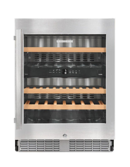 Liebherr WU3400 Undercounter Wine Cabinet, 24", Lock, 2 Zone, Reversible Door