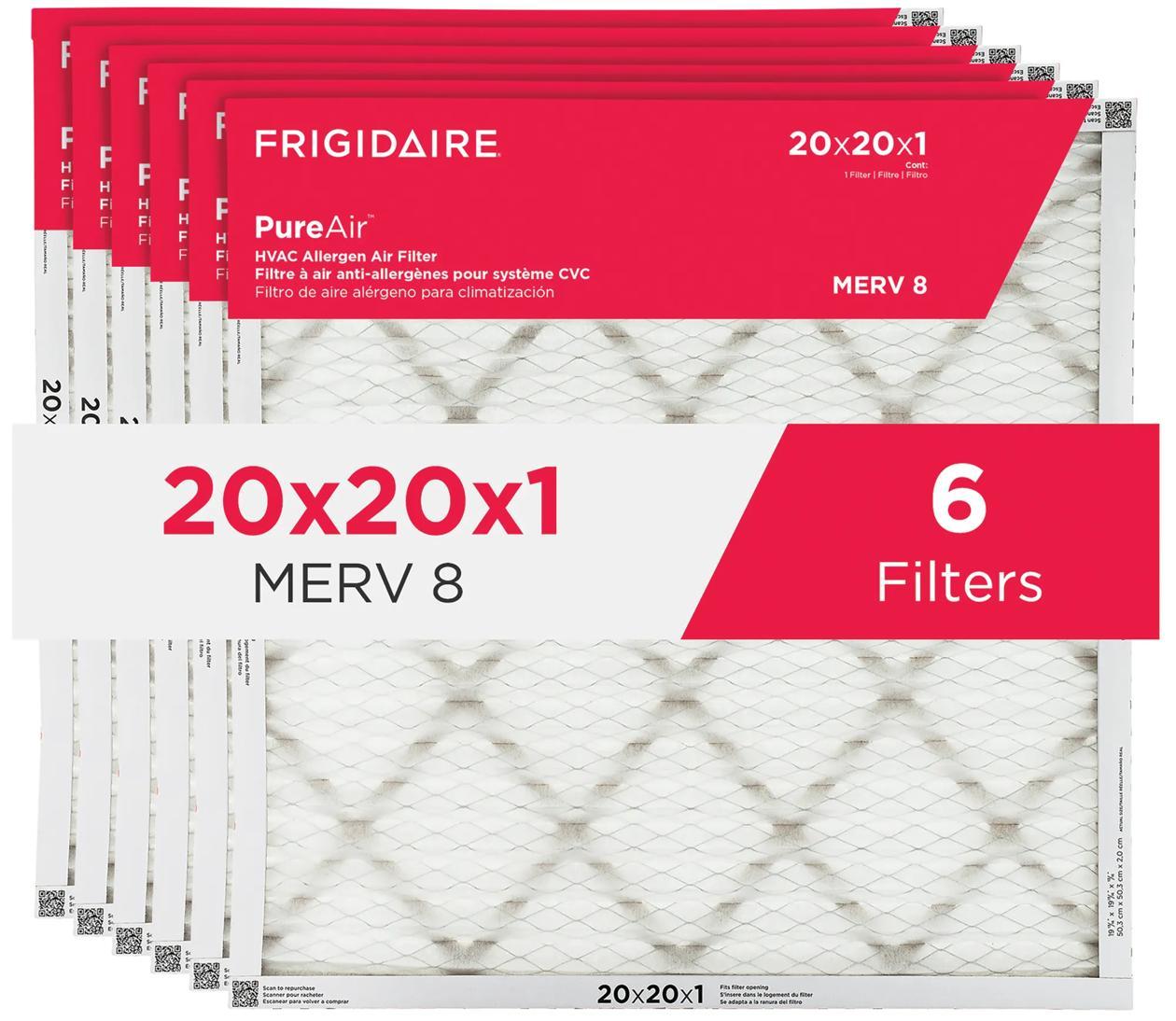 Frigidaire HVAC202086 PureAir® 20" x 20" x 1" MERV 8 Allergen Air Filter - 6 Pack