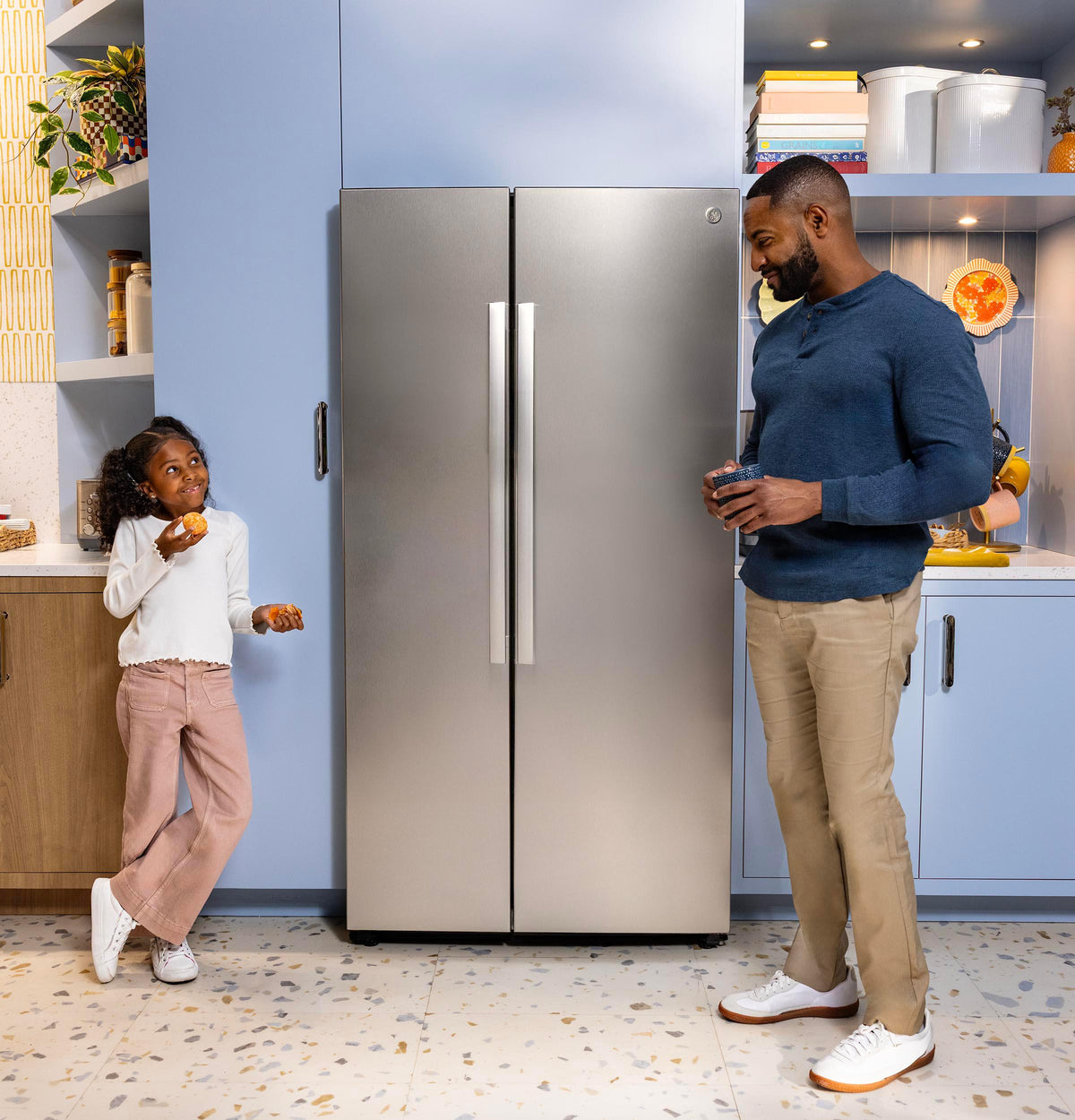 GKS24NYYFS GE® 24.2 Cu. Ft. Counter-Depth Side-By-Side Refrigerator with Internal Dispenser and In-Door Icemaker