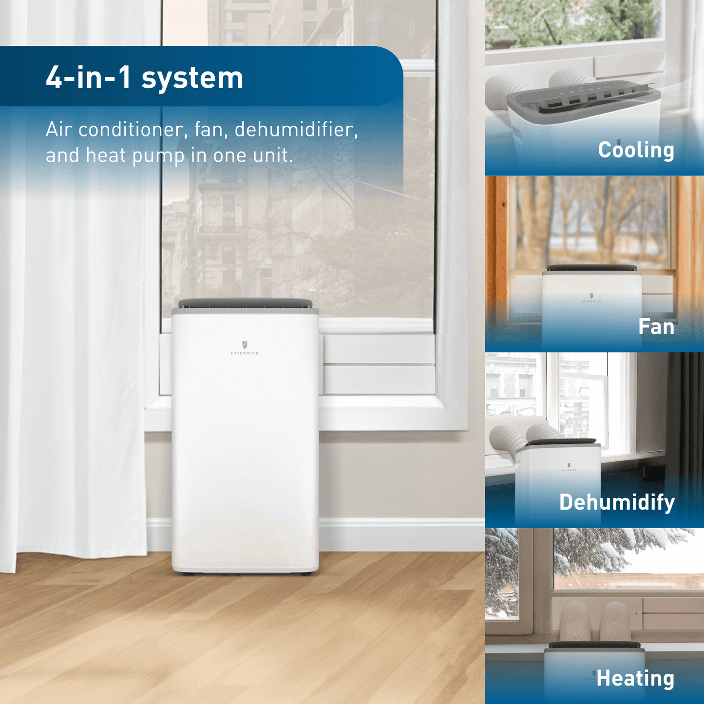 ZHV16DA Friedrich ZoneAire Premier Inverter Dual-Hose 16,000 BTU Smart Portable Air Conditioner with Heat Pump