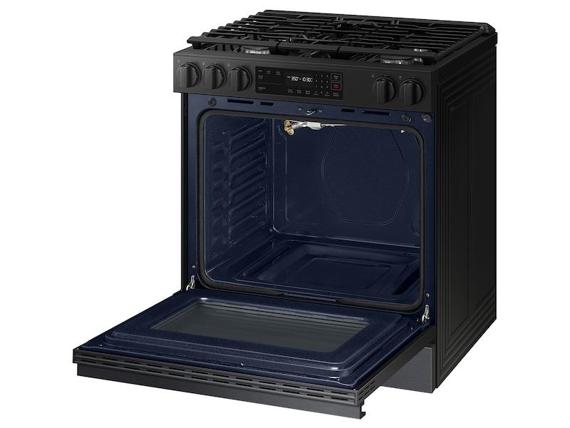 Samsung Bespoke 6.0 cu. ft. Smart Slide-In Gas Range with Precision Knobs in Matte Black Steel