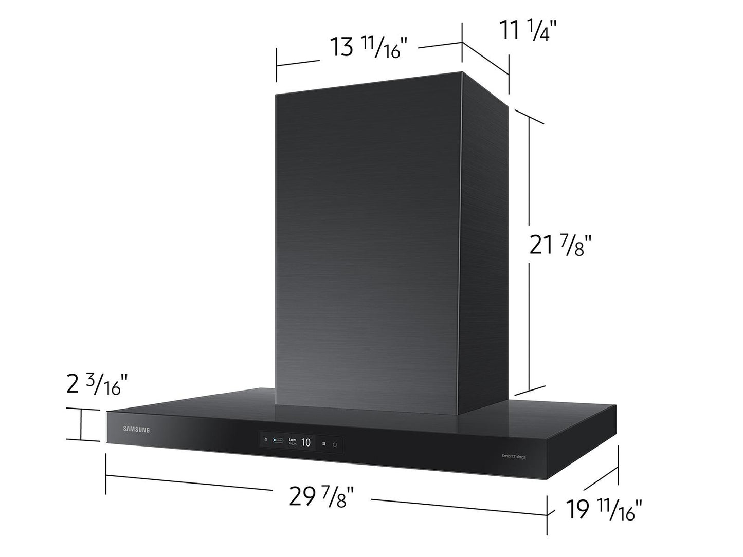 Samsung NK30CB700W33 30" Bespoke Smart Wall Mount Hood with LCD Display in Clean Deep Charcoal