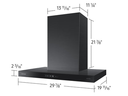 Samsung NK30CB700W33 30" Bespoke Smart Wall Mount Hood with LCD Display in Clean Deep Charcoal