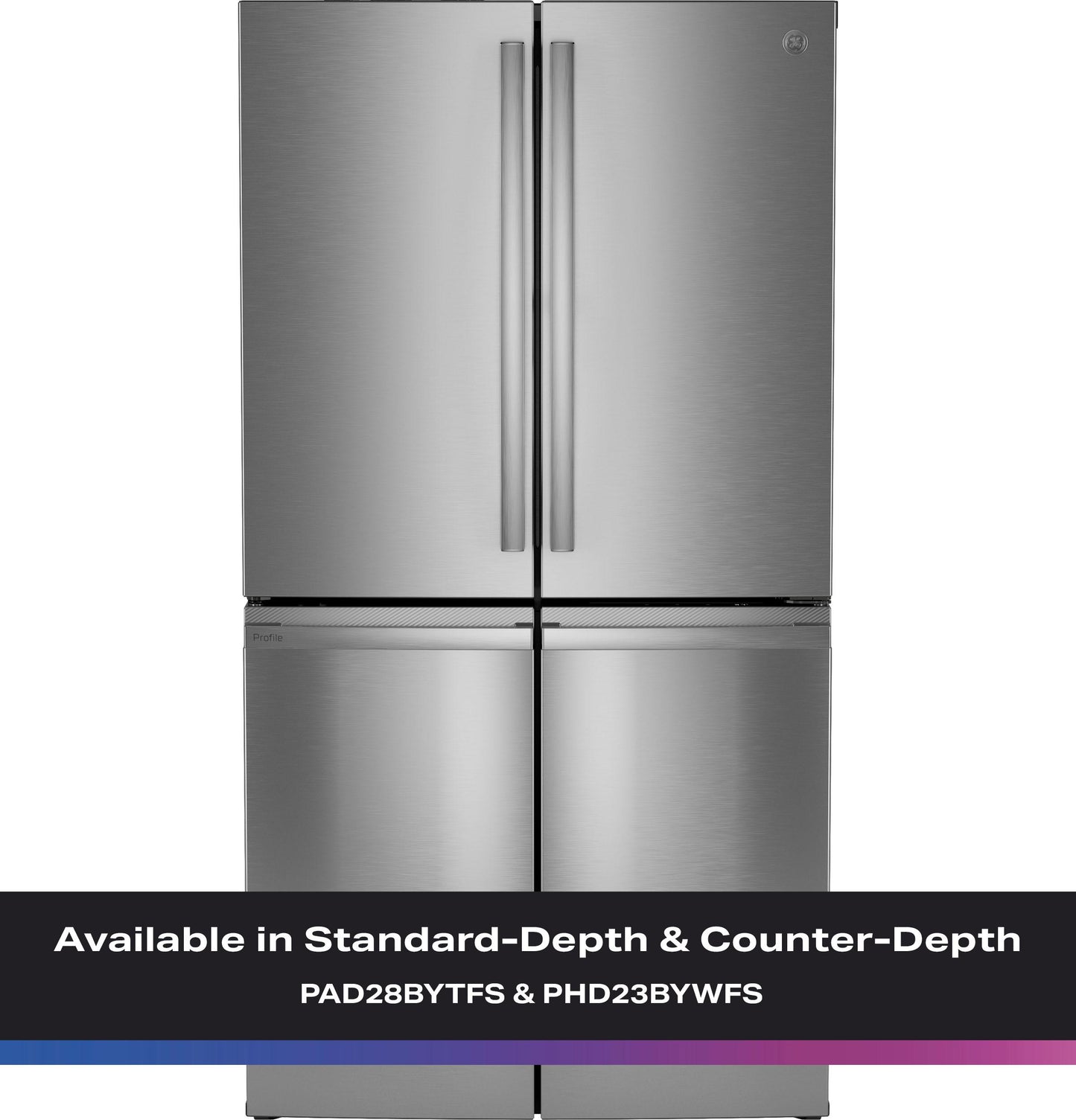 PHD23BYWFS GE Profile™ ENERGY STAR® 22.9 Cu. Ft. Counter-Depth Quad-Door Refrigerator with Dual-Dispense AutoFill Pitcher and Door in Door