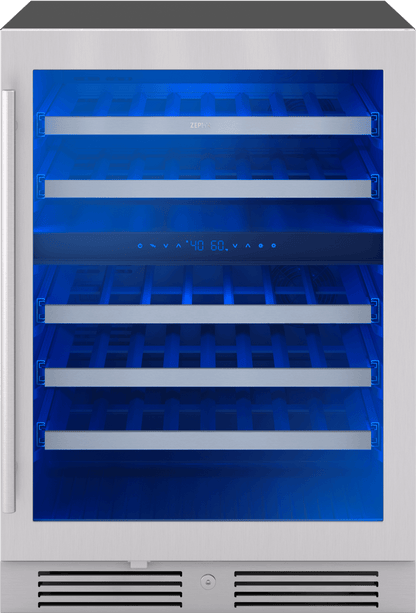 Zephyr PRW24C02CG Presrv Wine Cooler, 24in UC, SS+Gls, Rvs Door, 2Z