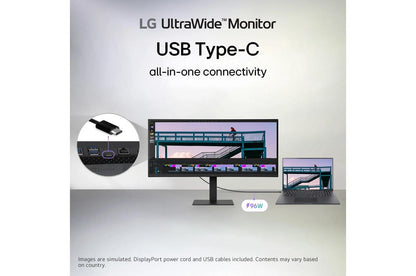 Lg 34U650AB 34 Inch UltraWide™ WQHD IPS 100Hz USB-C PD 96W Computer Monitor with Built-in KVM/Power