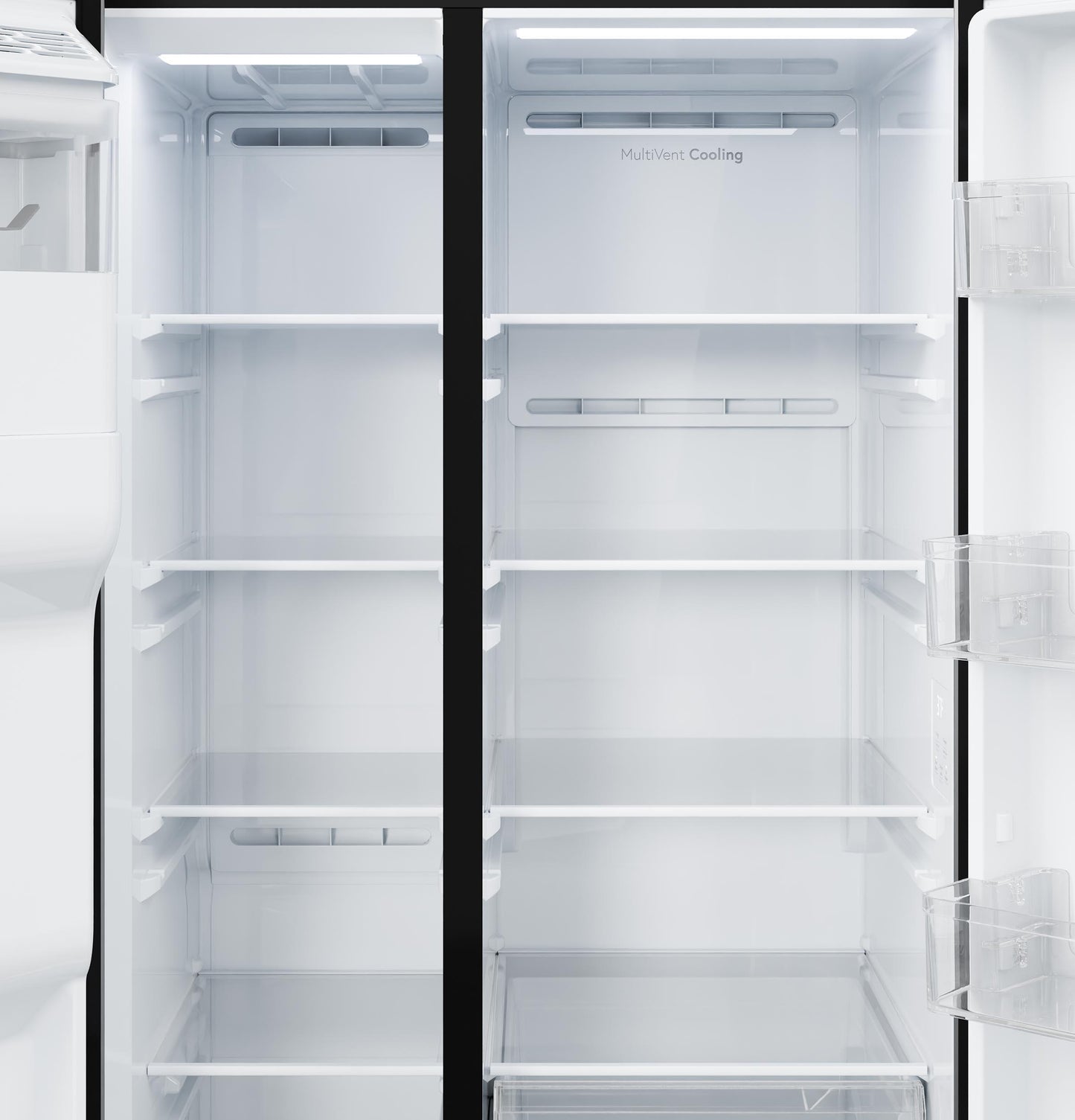GZS24NYYFS GE® 23.6 Cu. Ft. Counter-Depth Side-By-Side Refrigerator with Extra Tall Dispenser and In-Door Icemaker