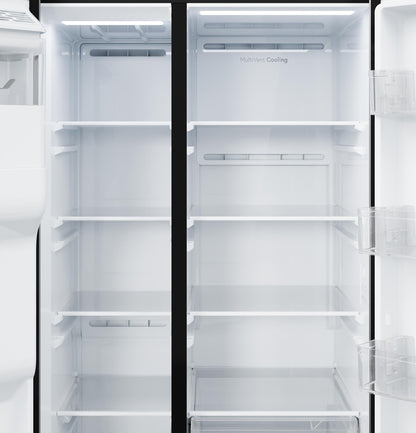 GZS24NYYFS GE® 23.6 Cu. Ft. Counter-Depth Side-By-Side Refrigerator with Extra Tall Dispenser and In-Door Icemaker