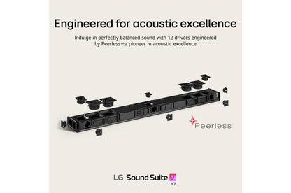 Lg H7 Sound Suite H7  Wireless Soundbar 9.1.6 Spatial Audio  Dolby Atmos FlexConnect Soundbar for TV