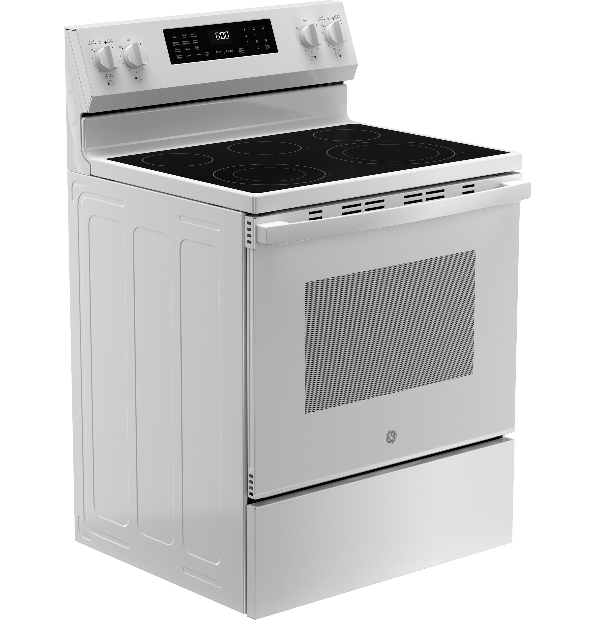 GRF600AVWW GE® 30" Free-Standing Electric Convection Range with No Preheat Air Fry and EasyWash™ Oven Tray