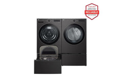 Lg WM6700HBADLGX6701BWD300CBWDP6B 5.0 cu. ft. Front Load Washer and 7.4 cu. ft. Gas Dryer with pedestal washer and drawer in Black Steel