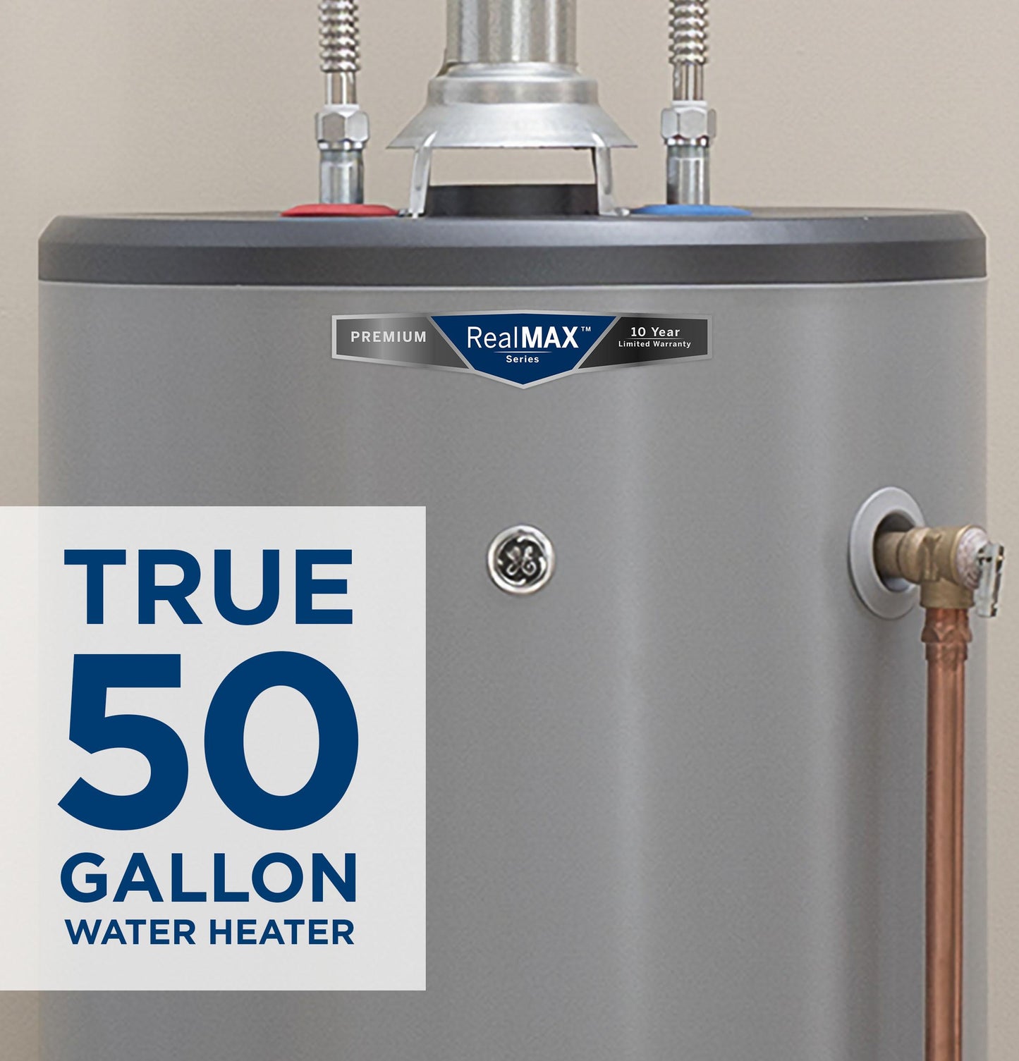 GP50T10BXR GE RealMAX Premium 50-Gallon Tall Liquid Propane Atmospheric Water Heater