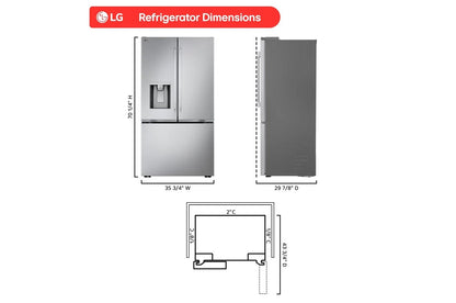 Lg LF24Z6330S 24 cu. ft. Counter-Depth MAX™ with Zero Clearance™ 3-Door French Door Refrigerator