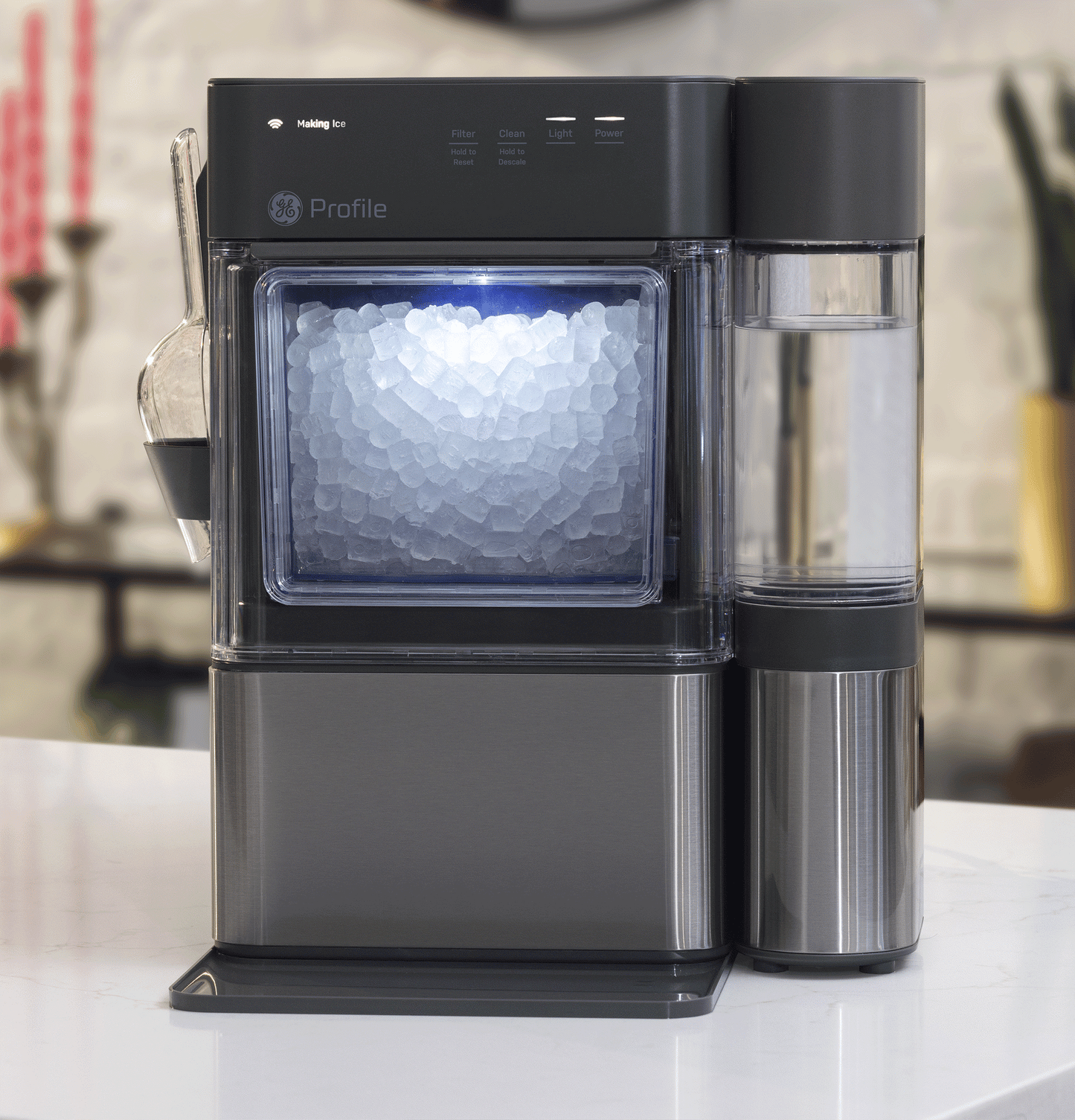 P4NM25PZSG GE Profile Opal Mini Pro Nugget Ice Maker with Side Tank