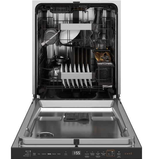 Cafe CDP888M5VS5 CAF(EBACK)™ CustomFit ENERGY STAR Stainless Interior Smart Dishwasher with Ultra Wash Top Rack and LED Lights, 39 dBA in Platinum Glass