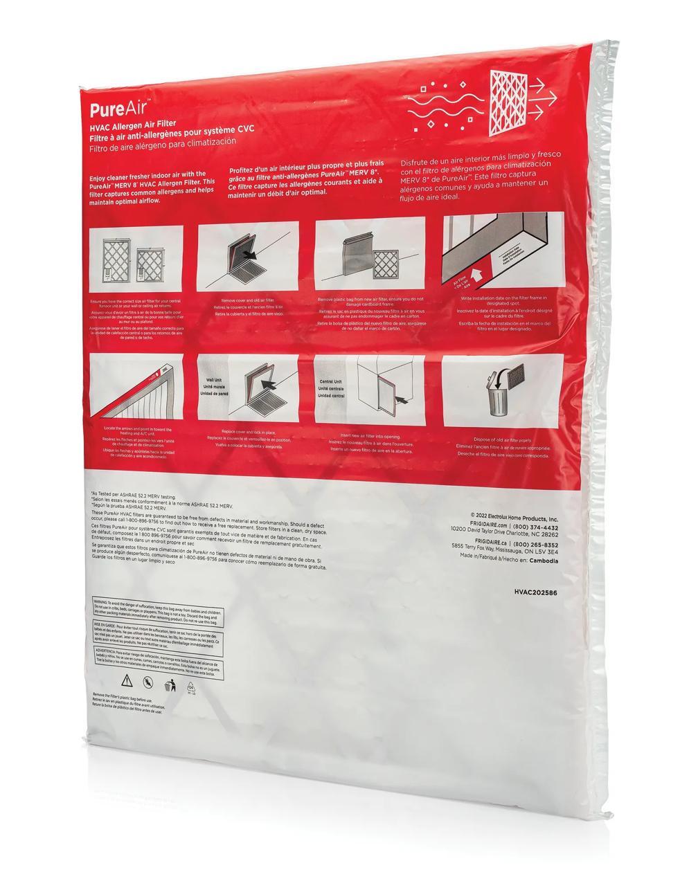 Frigidaire HVAC202586 PureAir® 20" x 25" x 1" MERV Allergen 8 Air Filter - 6 Pack