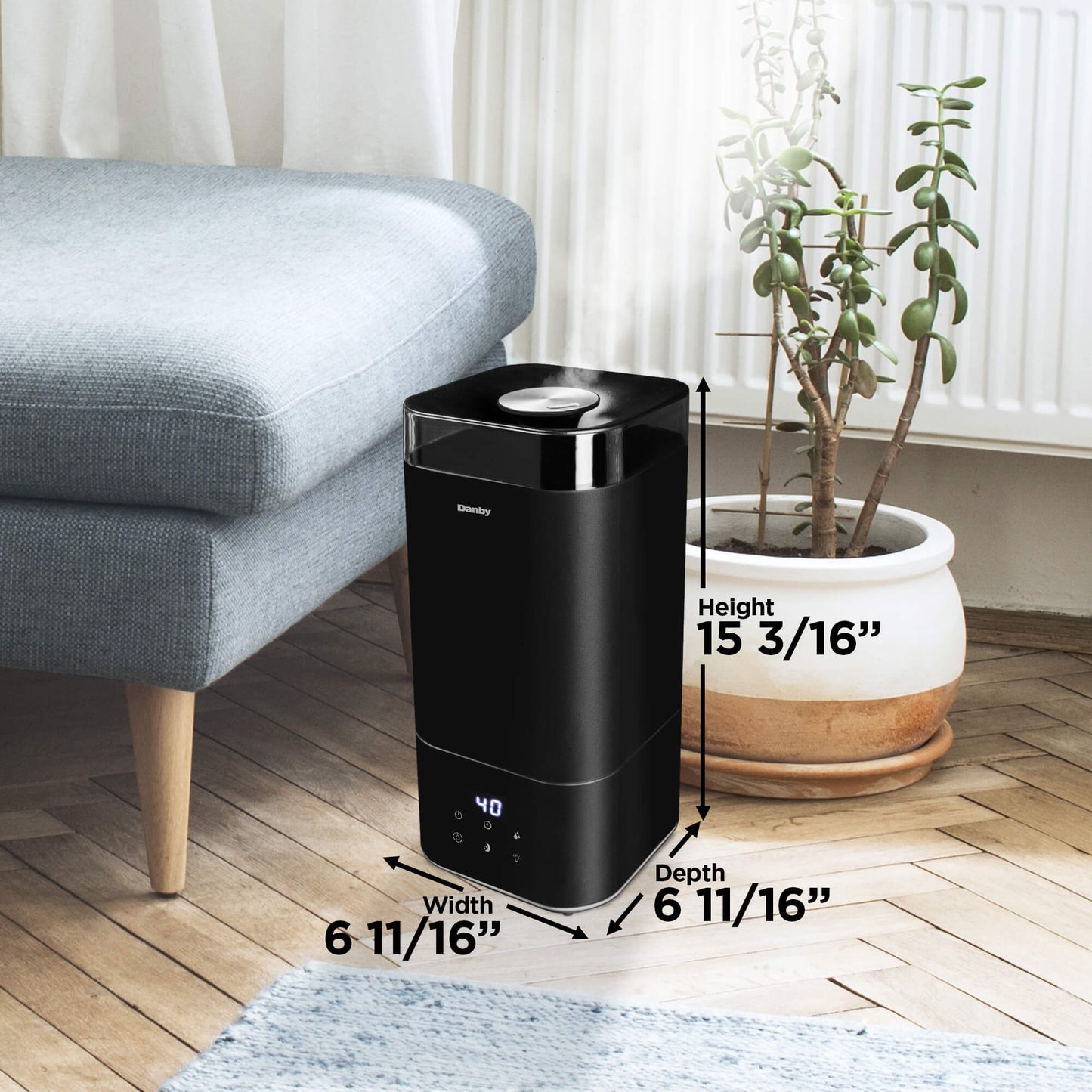 DBHR13211BDD1 Danby 5L Ultrasonic Top Fill Humidifier in Black