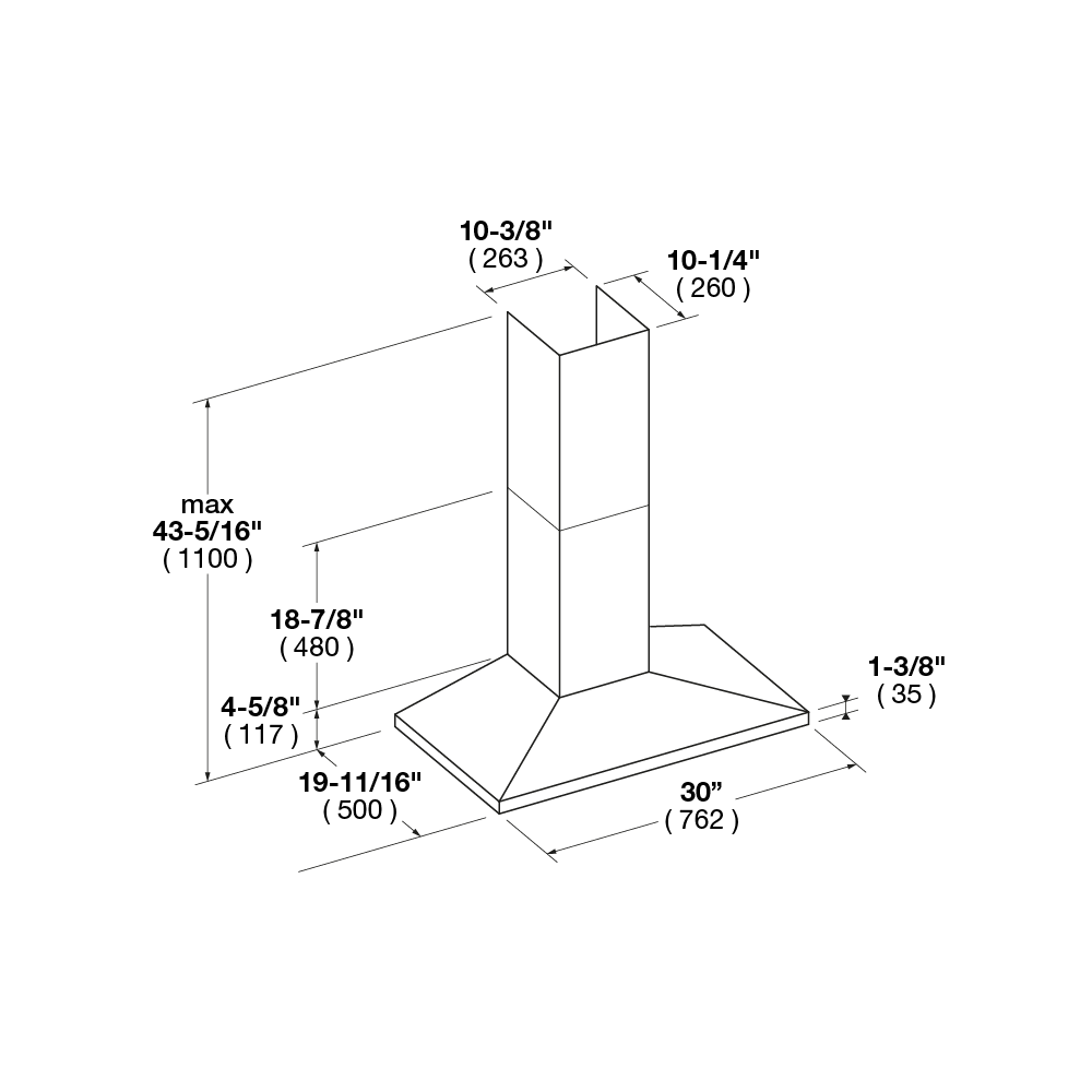 30" CHIMNEY WALL HOOD