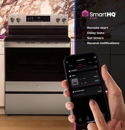 PRF700AYFS GE Profile™ ENERGY STAR® 30" Smart Free-Standing Electric Convection Range with No Preheat Air Fry and EasyWash™ Oven Tray