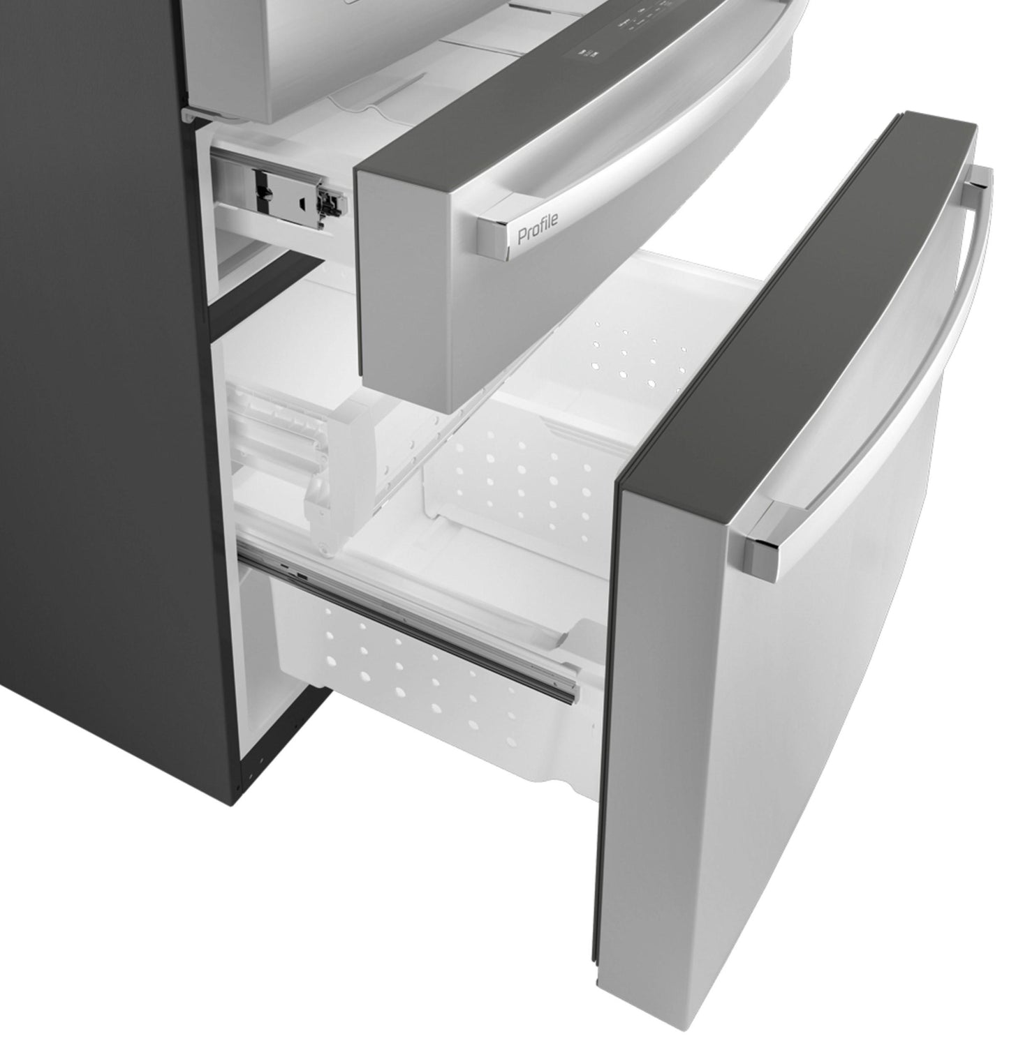 PVD28HYYFS GE Profile™ ENERGY STAR® 27.9 Cu. Ft. Smart 4-Door French-Door Refrigerator with Kitchen Assistant™