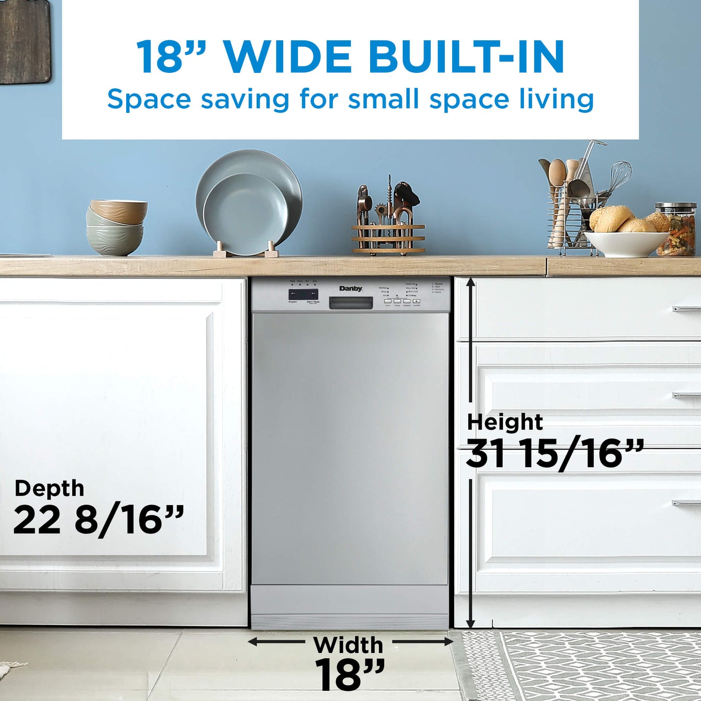 DDW18D1ESS Danby 18" Wide Built-in Dishwasher in Stainless Steel