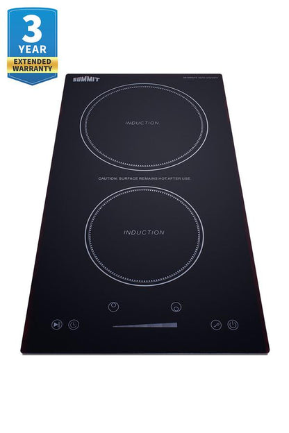 Summit SINCH115V2B 12" Wide 115v 2-zone Induction Cooktop With Safety Shutoff