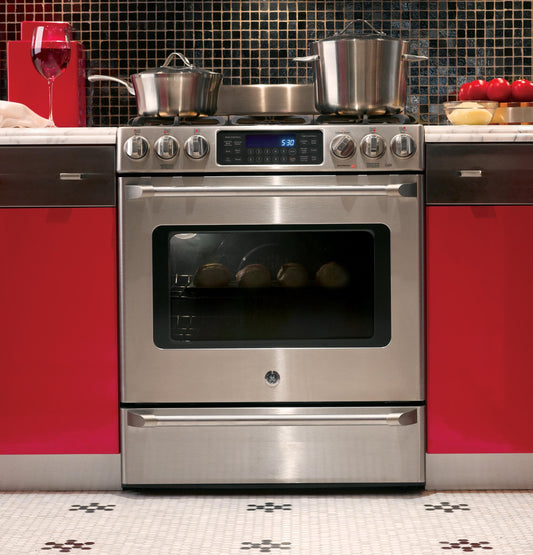 Cafe C2S985SETSS GE Caf(eback)™ Series Slide-In Front Control Dual-Fuel Range with Baking Drawer