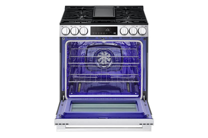 Lg LSGL5833X 5.8 cu.ft. Smart Gas Single Oven Slide-in Range, Air Fry, Fan Convection, EasyClean®, Self Clean, ThinQ®, Printproof® Stainless Steel - New Handle