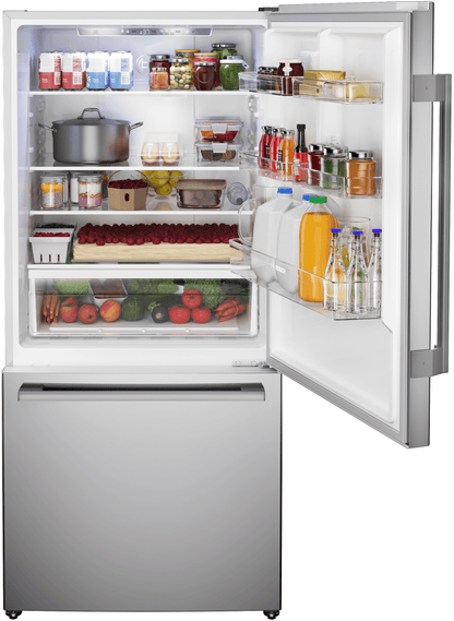 Bosch B33CM10SNS 100 Series, free-standing fridge-freezer with freezer at bottom, Brushed steel (with anti-fingerprint), Total No Frost