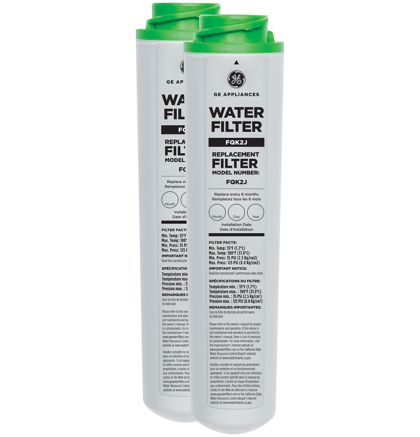 FQK2J GE UNDER SINK REPLACEMENT WATER FILTER SET DUAL FLOW - ADVANCED FILTRATION