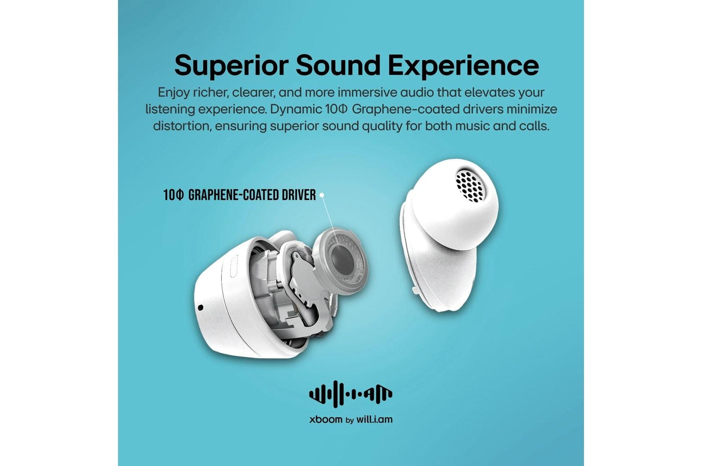 BUDSAUSALWH LG xboom Buds by will.i.am  Bluetooth Earbuds  xboom Signature Sound with Graphene Driver, White