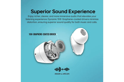 BUDSAUSALWH LG xboom Buds by will.i.am  Bluetooth Earbuds  xboom Signature Sound with Graphene Driver, White